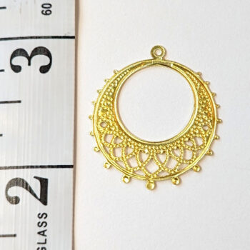 Lightweight Medium Filigree Round Hoop Pendant Gold - Image 2