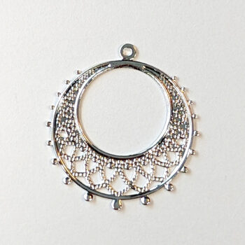 Lightweight Medium Filigree Hoop Pendant Antique Silver