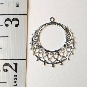 Lightweight Medium Filigree Hoop Pendant Antique Silver - Image 2