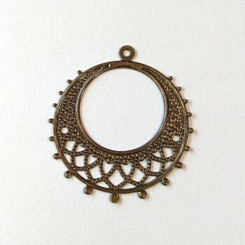 Lightweight Medium Filigree Hoop Pendant Antique Bronze