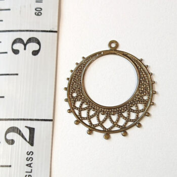 Lightweight Medium Filigree Hoop Pendant Antique Bronze - Image 2