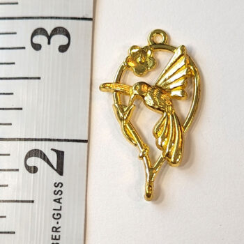 Hummingbird With Flowers Connector / Pendant Gold - Image 2