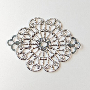 Large Filigree Flower Connector Silver