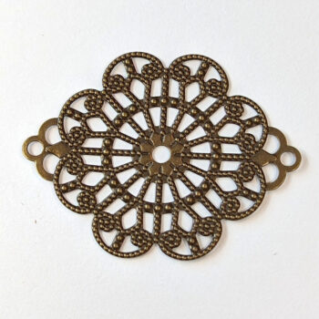 Large Filigree Flower Connector Antique Bronze