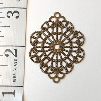 Large Filigree Flower Connector Antique Bronze - Image 2