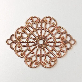 Large Filigree Flower Connector Rose Gold