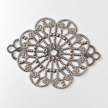 Large Filigree Flower Connector Antique Silver