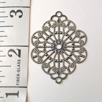 Large Filigree Flower Connector Antique Silver - Image 2