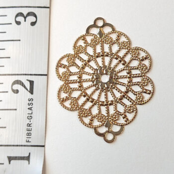 Large Filigree Flower Connector Antique KC Gold - Image 2