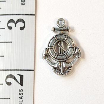 Nautical Anchor Life Preserver Ocean Pendant Antique Silver - Image 2