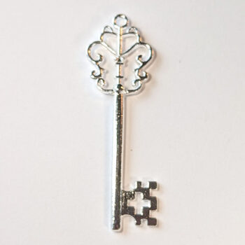 Large Master Skeleton Key Pendant 3D Double Sided Silver