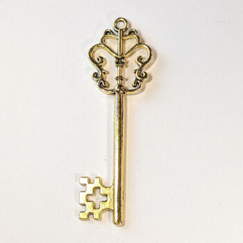 Large Master Skeleton Key Pendant 3D Double Sided Gold