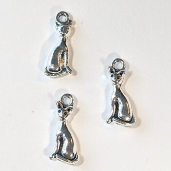 Small Cat Charm Antique Silver