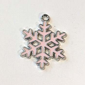 Light Pink Enamel Snowflake Charm Silver