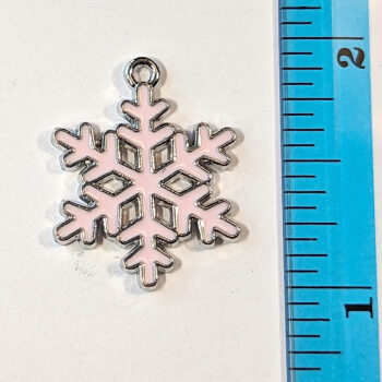 Light Pink Enamel Snowflake Charm Silver - Image 2