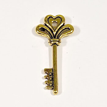 Antique Gold Decorative Heart Key Charm