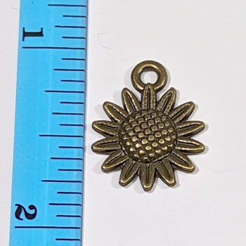 Antique Bronze Small Sunflower Flower Charm - Image 2