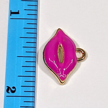 Pink Lips Enamel Charm Gold - Image 2