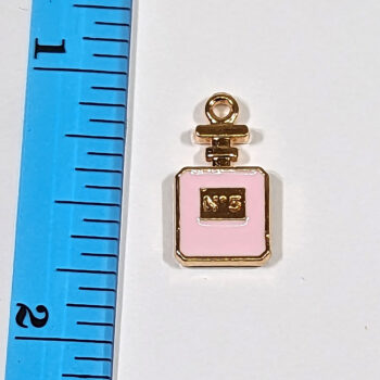 Pink Perfume Bottle Enamel Charm Gold - Image 2