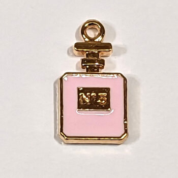 Pink Perfume Bottle Enamel Charm Gold