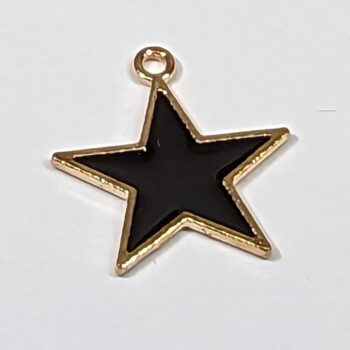 Black Star Enamel Charm Gold