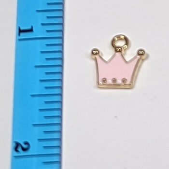 Dainty Pink Crown Enamel Charm Gold - Image 2