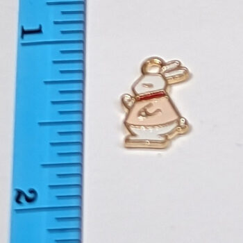 Rabbit Pink and Red Coat Enamel Charm Gold - Image 2