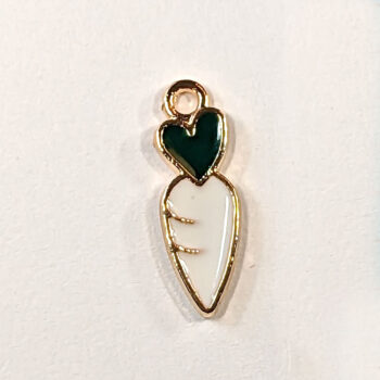 White Radish Carrot Vegetable Enamel Charm Gold