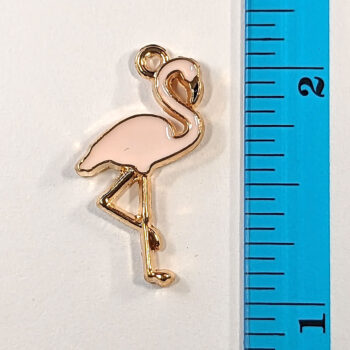 Light Pink Flamingo Enamel Charm Gold - Image 2