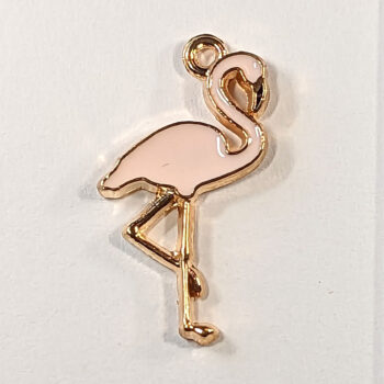 Light Pink Flamingo Enamel Charm Gold