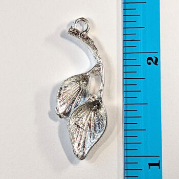 Double Calla Lily Flower Pendant Silver - Image 2