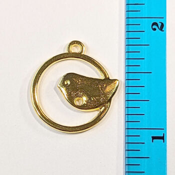 Partridge Bird in Hoop Charm Gold - Image 2