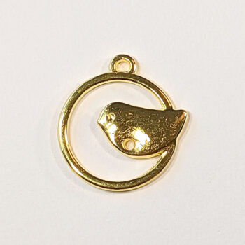 Partridge Bird in Hoop Charm Gold