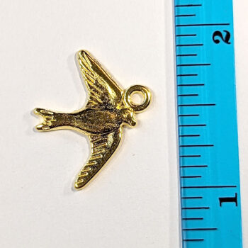 Small Flying Sparrow Bird Charm Gold - Image 2