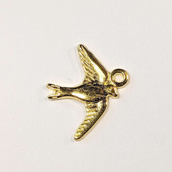 Small Flying Sparrow Bird Charm Gold