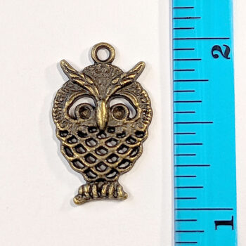 Small Cute Hollow Owl Charm Antique Bronze - Image 2