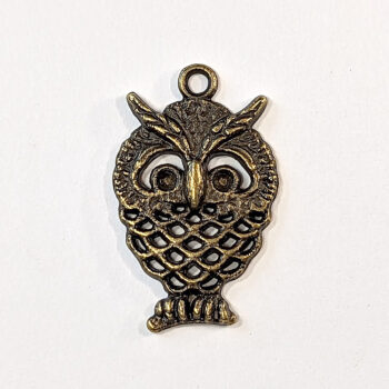 Small Cute Hollow Owl Charm Antique Bronze