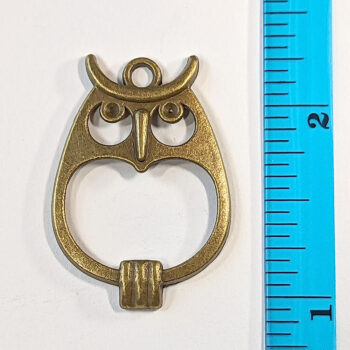 Oval Hollow Owl Charm Antique Bronze - Image 2