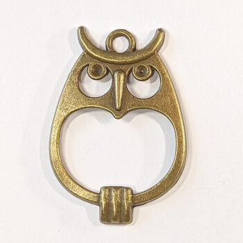 Oval Hollow Owl Charm Antique Bronze