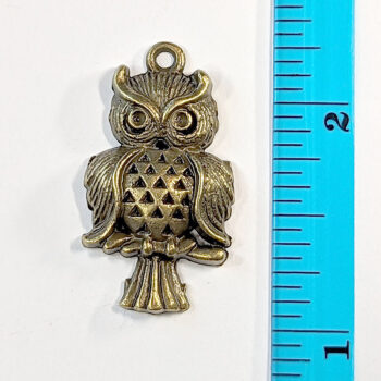 Owl Charm on Branch Antique Bronze - Image 2