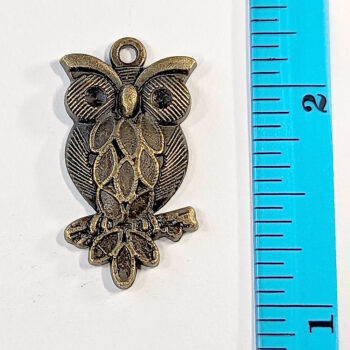 Detailed Owl on Branch Pendant Antique Bronze - Image 2