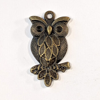 Detailed Owl on Branch Pendant Antique Bronze