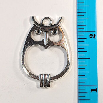 Oval Hollow Owl Charm Antique Silver - Image 2