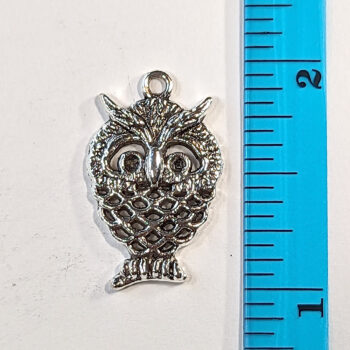 Small Cute Hollow Owl Charm Antique Silver - Image 2