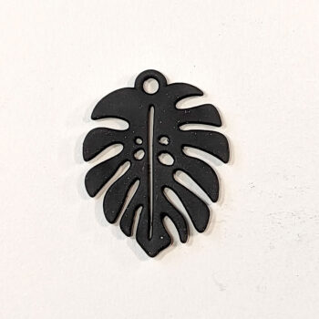 Hollow Monstera Leaf Charm Black