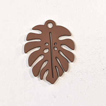 Hollow Monstera Leaf Charm Brown