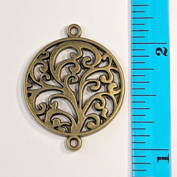 Round Vine Branch Connector Pendant Antique Bronze - Image 2