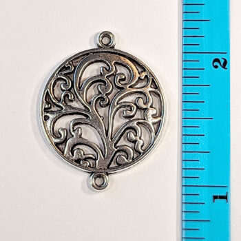 Round Vine Branch Connector Pendant Antique Silver - Image 2