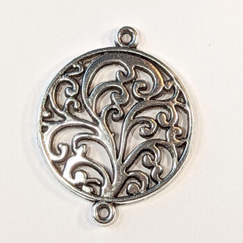 Round Vine Branch Connector Pendant Antique Silver