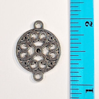 Antique Silver Hollow Flower Connector Charm - Image 2